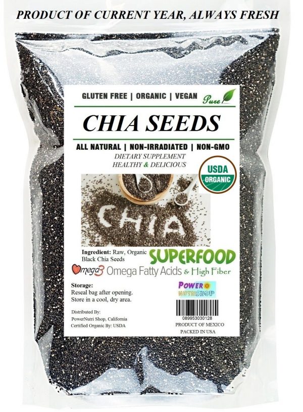 3 LB⭐️USDA ORGANIC⭐PURE PREMIUM BLACK CHIA SEEDS VEGAN GLUTAN-FREE nonGMO