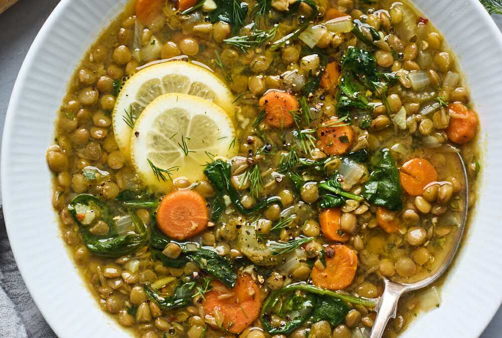 Lemony Lentil Soup with Collards