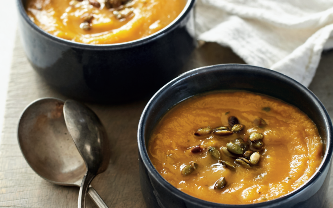 Roasted Pumpkin Soup with Glazed Pepitas