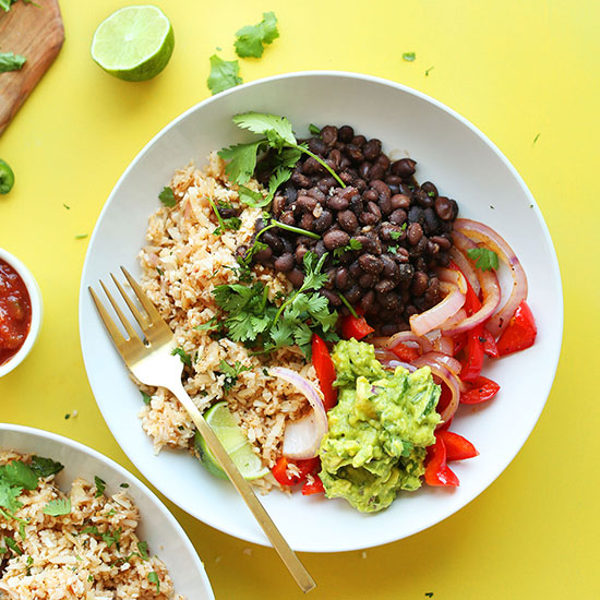 Vegan Burrito Bowls with Cauliflower Rice